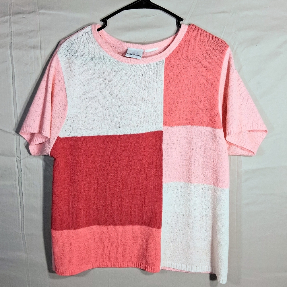 Bobbie Brooks Vintage Pit to Pit 20" Length 24" Short Sleeve Colorblock Blouse